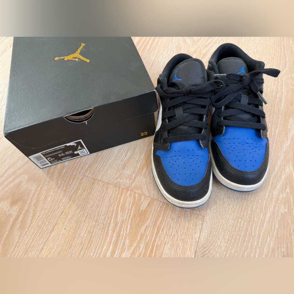 Nike Kids Air Jordan 1 low Black and Blue Sneakers